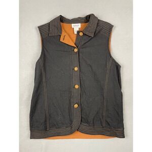 Graff by UM Company Button Front Vest Boho Gorpcore Minimalist Black‎ Cotton S